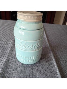 Set Mason Jar Glassware Measuring Cups 6.5 " Blue 1, 1/2, 1/4, 1/3